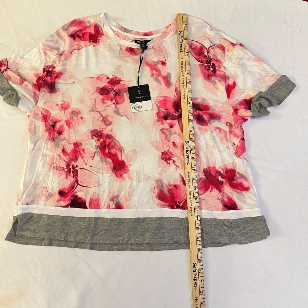 NEW Simply Vera WangβXL Top Pink White Floralβ(Sleepwear) - Picture 6 of 11